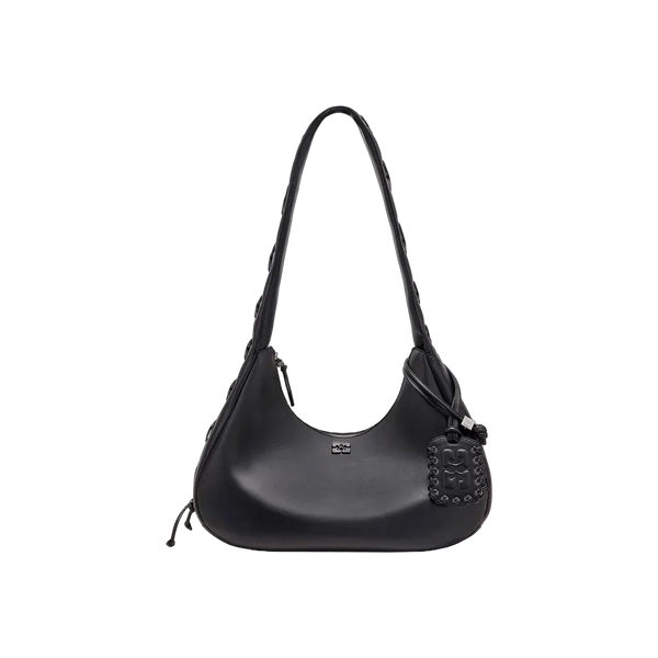 Ganni Black Medium Laces Hobo Bag