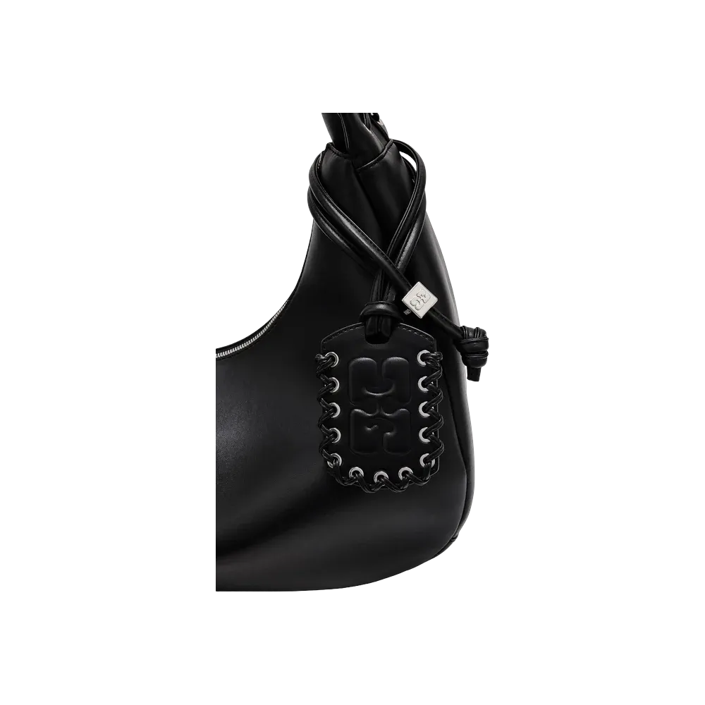 Ganni Black Medium Laces Hobo Bag