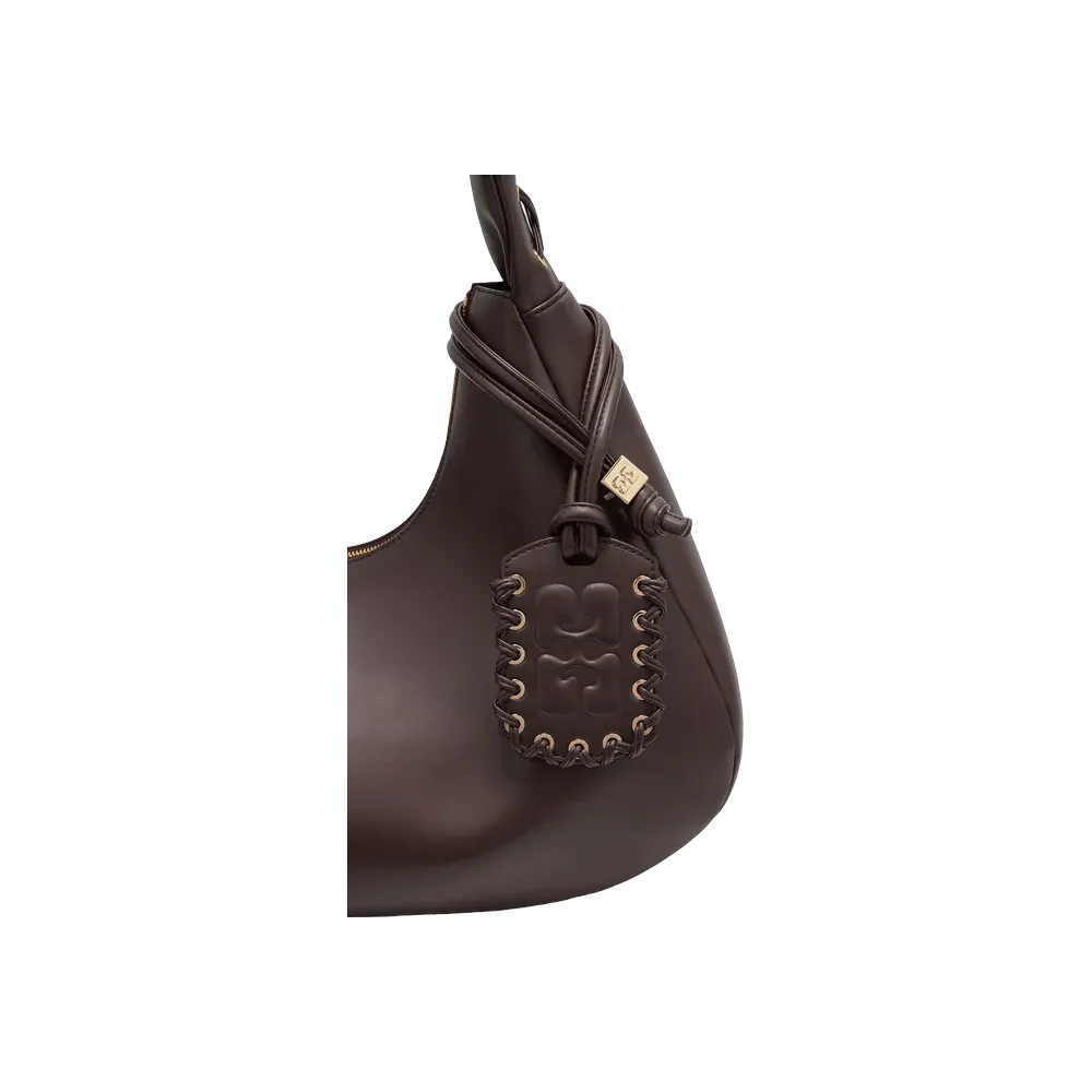 Ganni Brown Medium Laces Hobo Bag