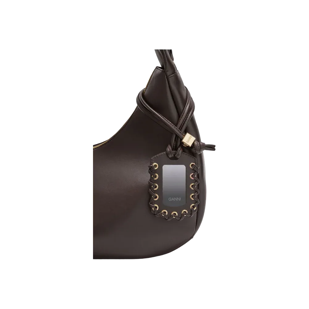 Ganni Brown Medium Laces Hobo Bag
