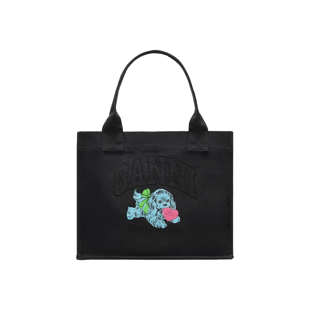 Ganni Black Puppy Large Tote
