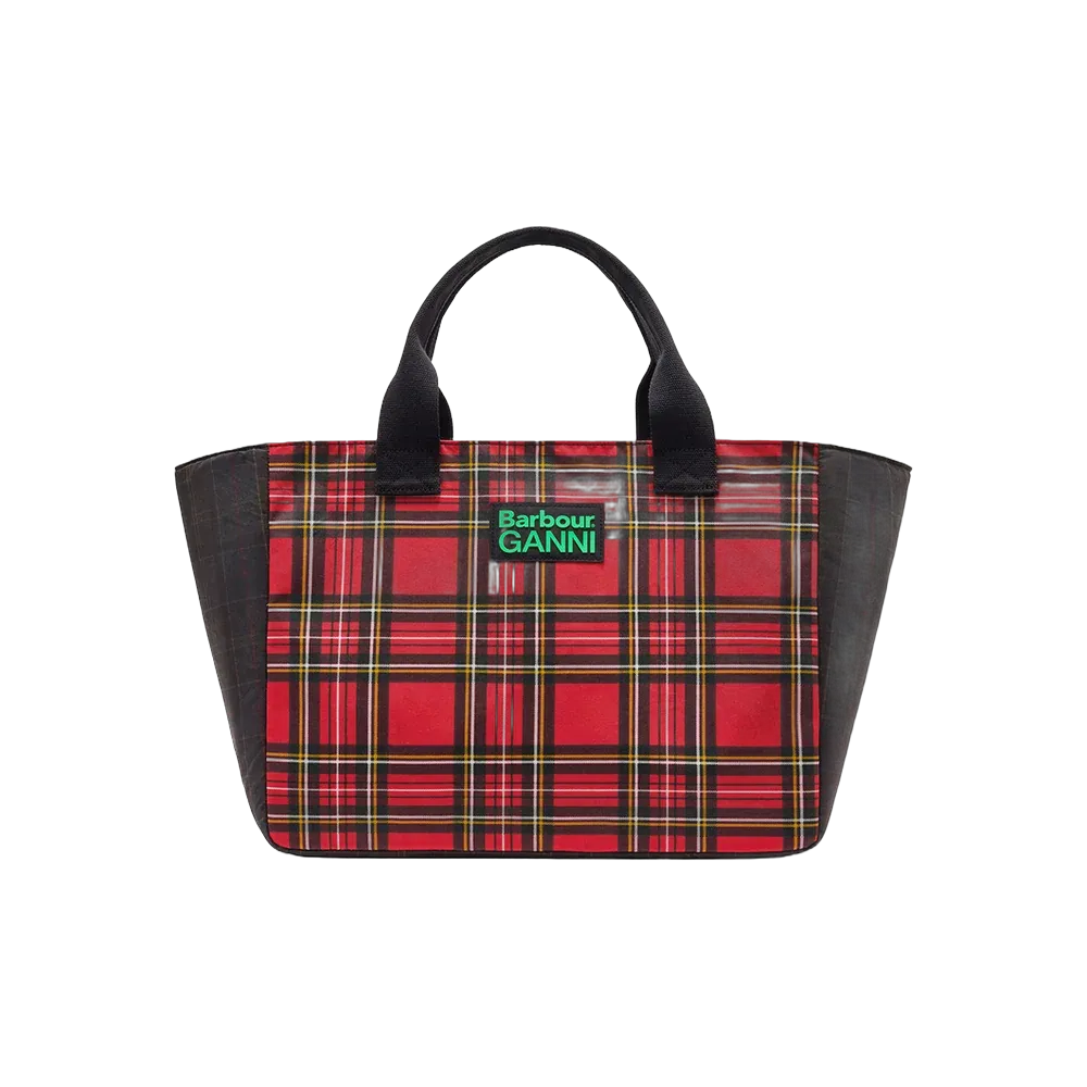 Ganni Red Tartan Tote