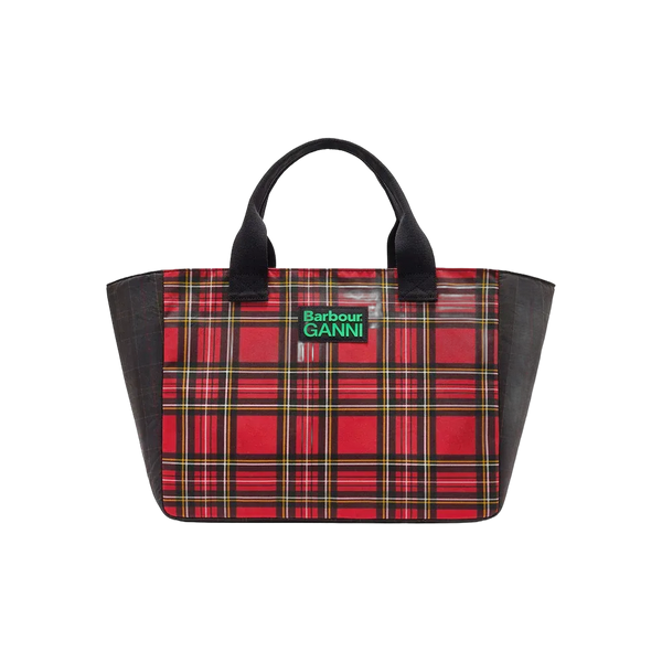 Ganni Red Tartan Tote