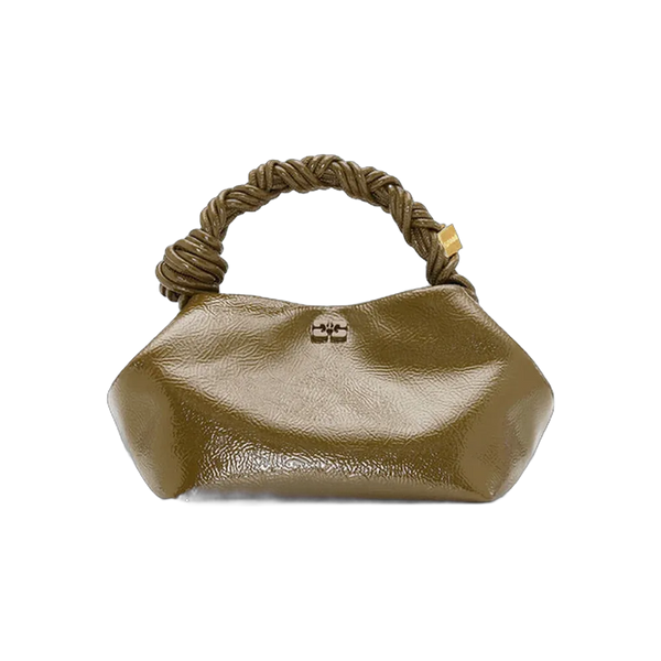 Ganni Olive Green Patent Small Bou Bag