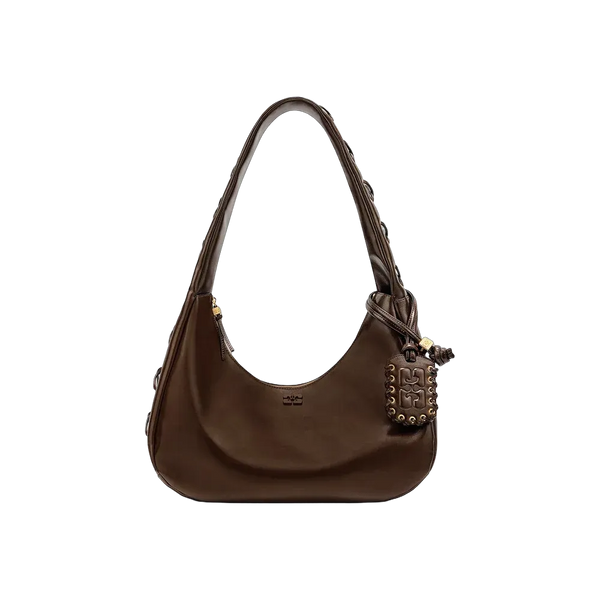 Ganni Green Medium Laces Hobo Bag