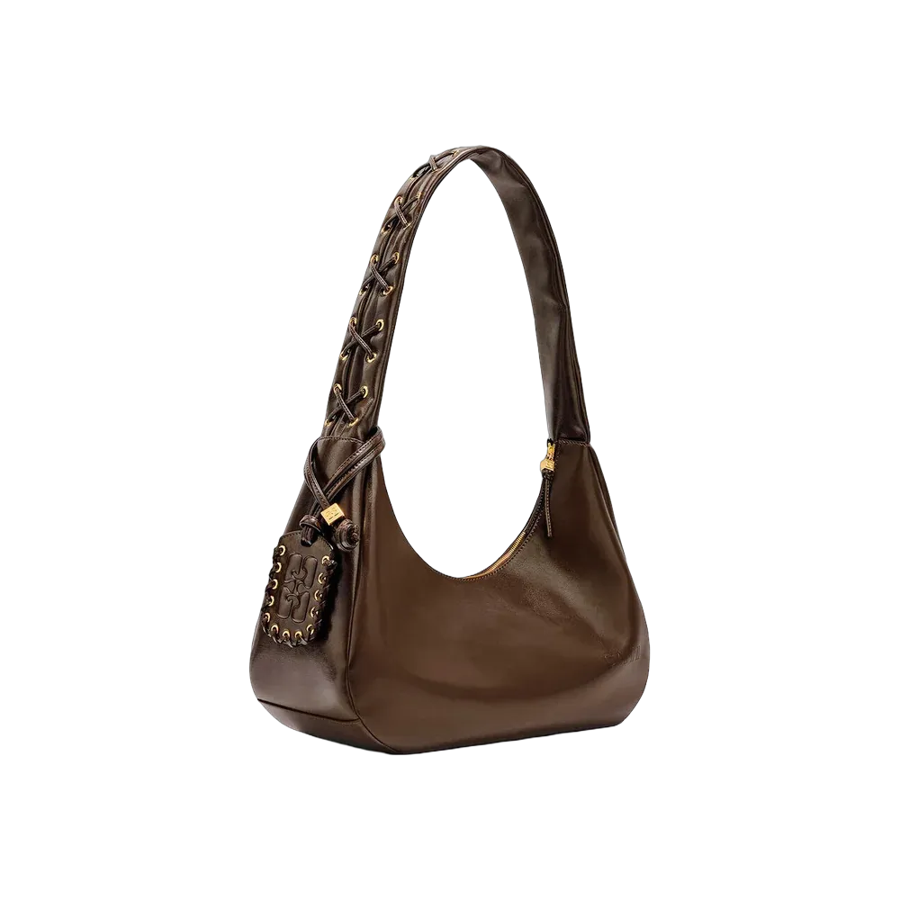 Ganni Green Medium Laces Hobo Bag