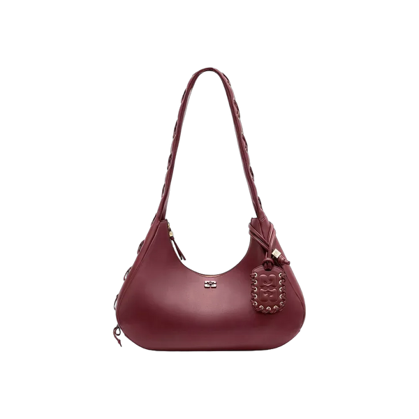 Ganni Burgundy Medium Laces Hobo Bag