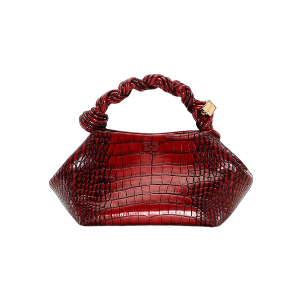 Ganni Burgundy Croco Small Bou Bag