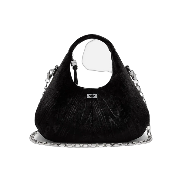 Ganni Velvet Moire Mini Hobo Bag