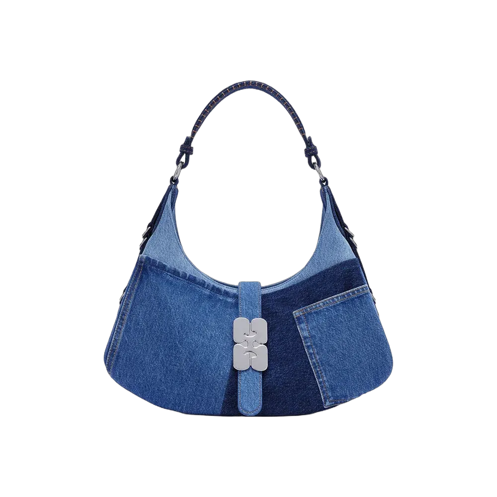 Ganni Small Kat Bag in Blue Denim