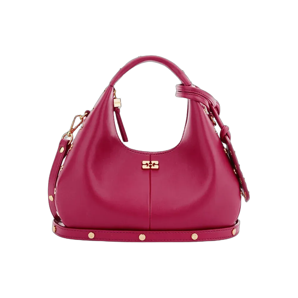 Ganni Mini Hobo Bag Studs in Red