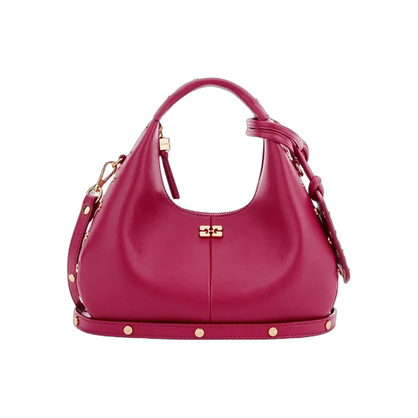 Ganni Mini Hobo Bag Studs in Red
