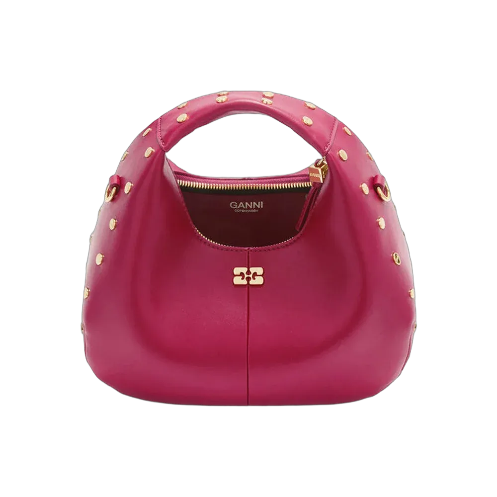 Ganni Mini Hobo Bag Studs in Red