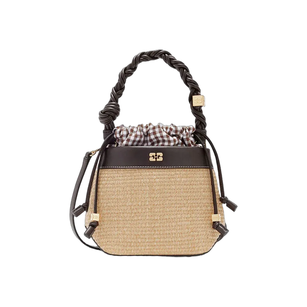 Ganni Bou Bucket Bag in Straw
