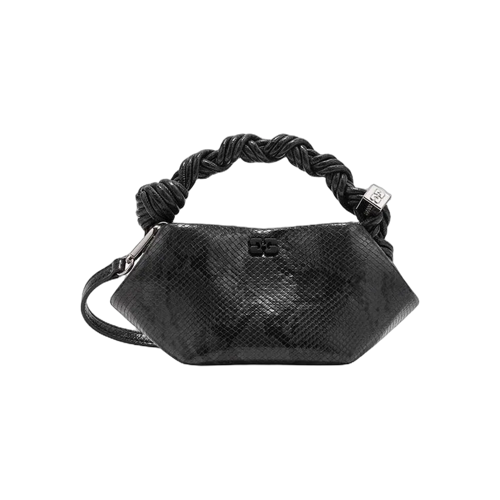 Ganni Black Snake Mini Bou Bag