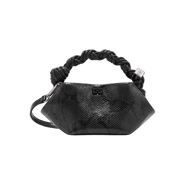 Ganni Black Snake Mini Bou Bag