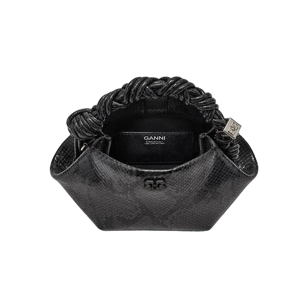 Ganni Black Snake Mini Bou Bag
