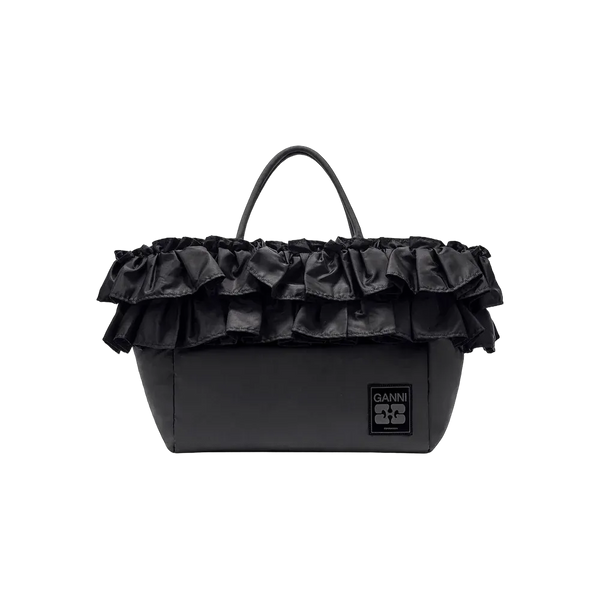 Ganni Black XXL Ruffle Tote