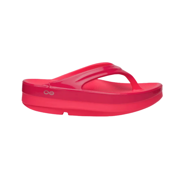 Oofos OOmega OOlala Stacked Sandal Neon Berry Punch
