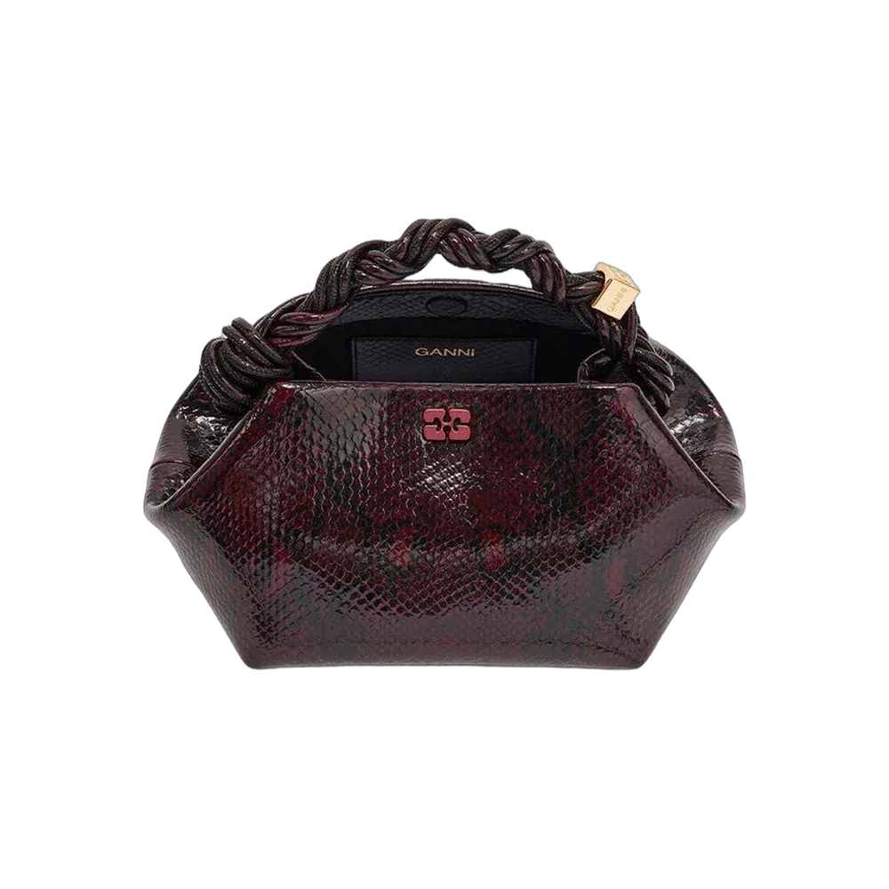 Ganni Burgundy Snake Small Bou Bag