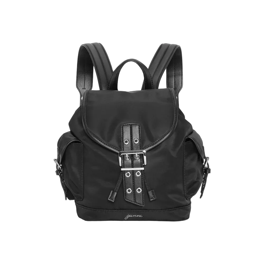 Ganni Black Small Bucky Nylon Backpack