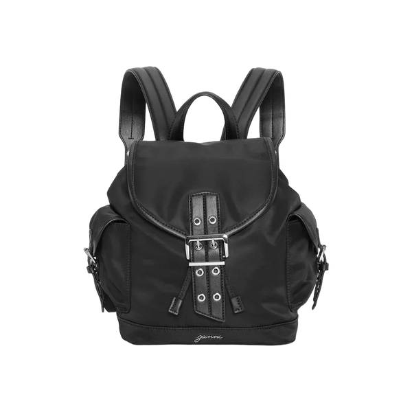 Ganni Black Small Bucky Nylon Backpack