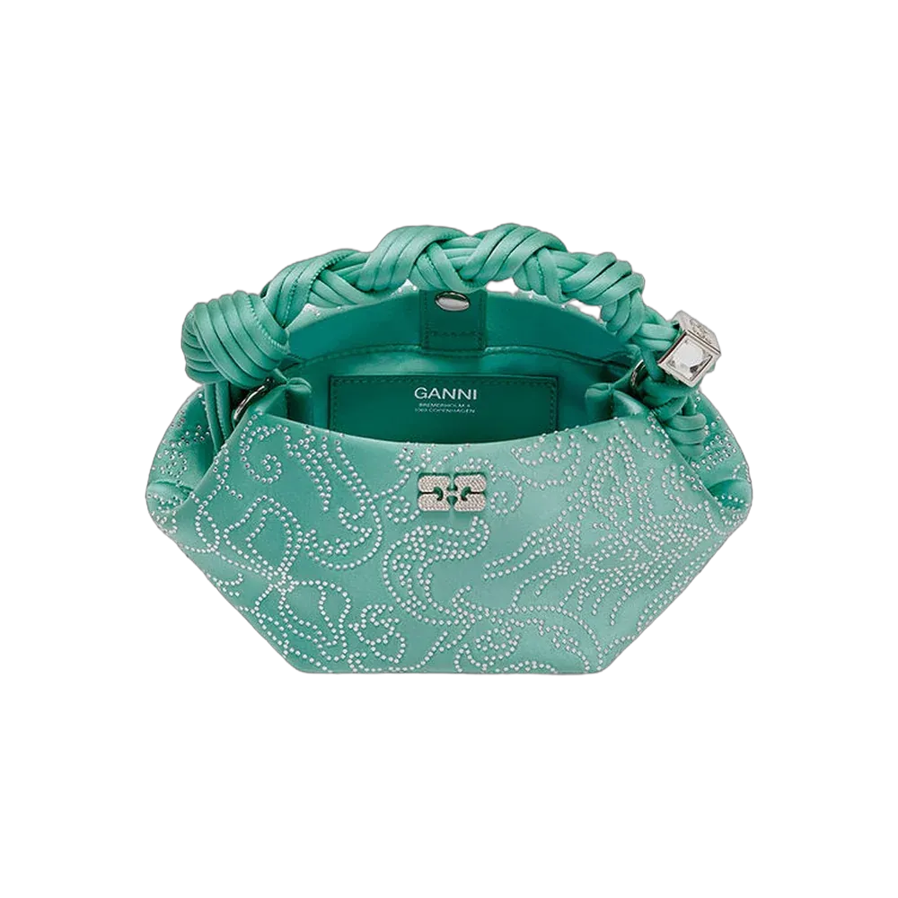 Ganni Green Rhinestone Mini Bou Bag