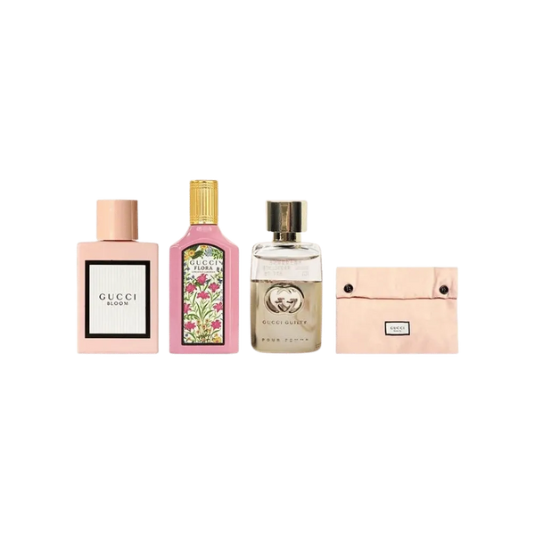 Gucci Eau de Parfum Sample Set (4 Pieces) + Makeup Bag