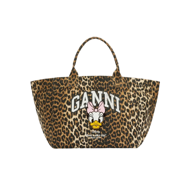 Ganni Daisy Duck Leopard XXL Tote Bag