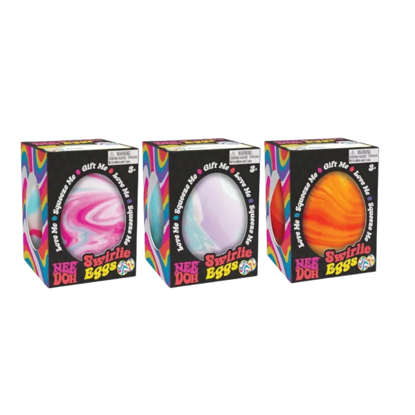 NeeDoh Swirlie Egg Squishy Fidget Toy 3x Lot Orange Purple Pink