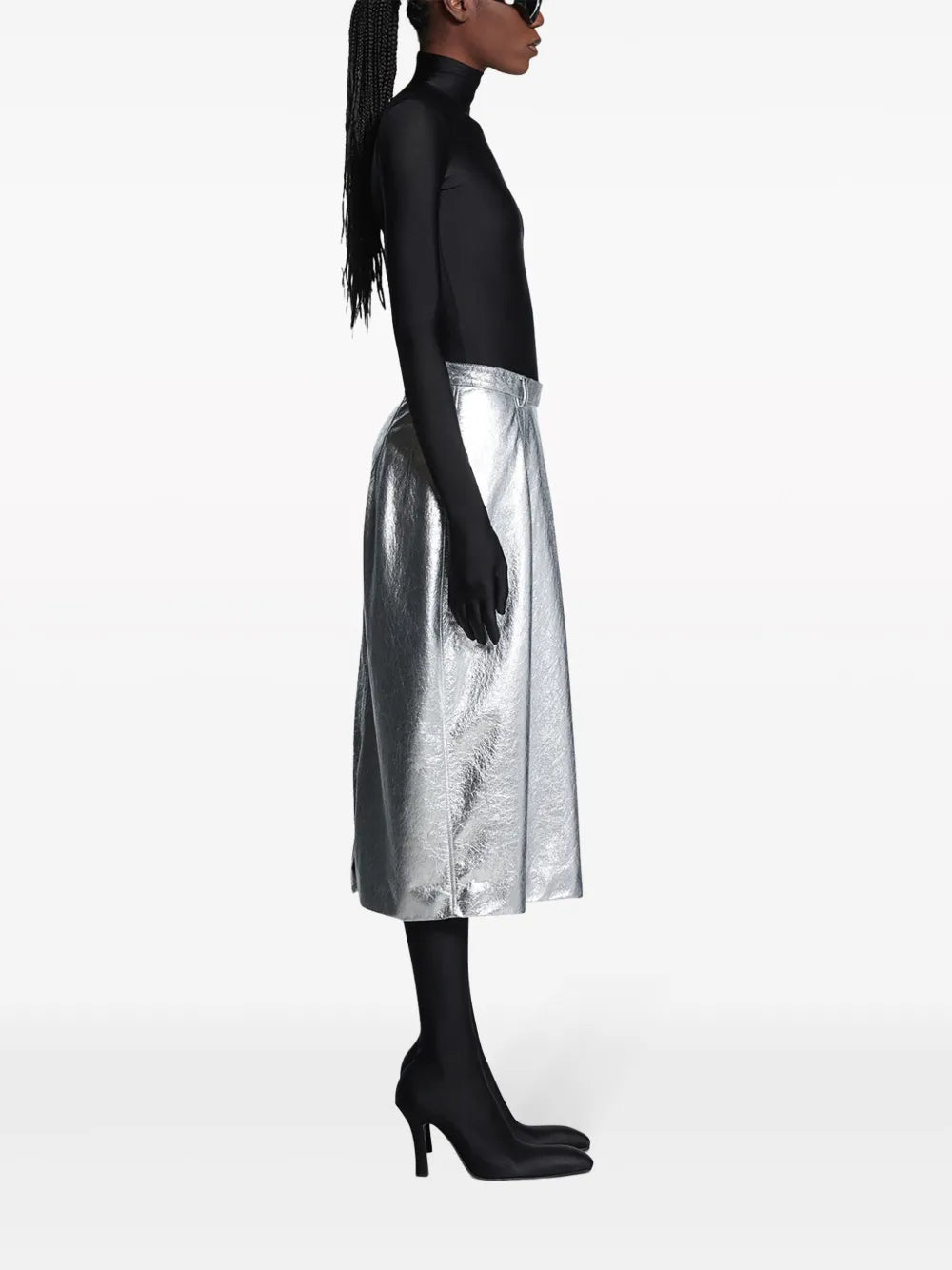 Balenciaga metallic-effect lamb skin skirt