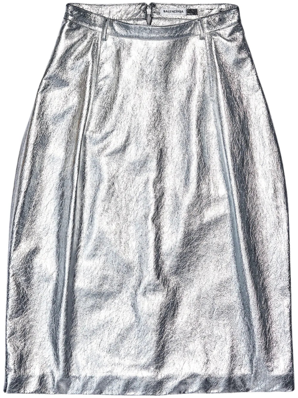 Balenciaga metallic-effect lamb skin skirt