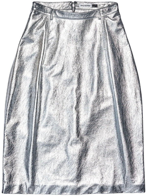 Balenciaga metallic-effect lamb skin skirt