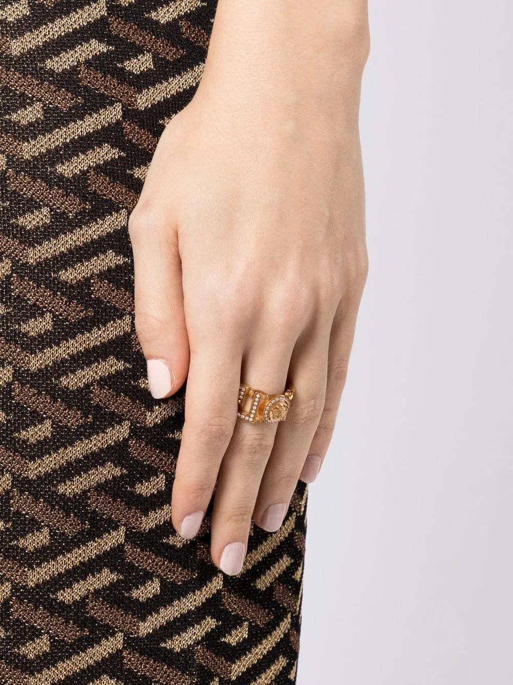 Versace Medusa Greca crystal-embellished ring