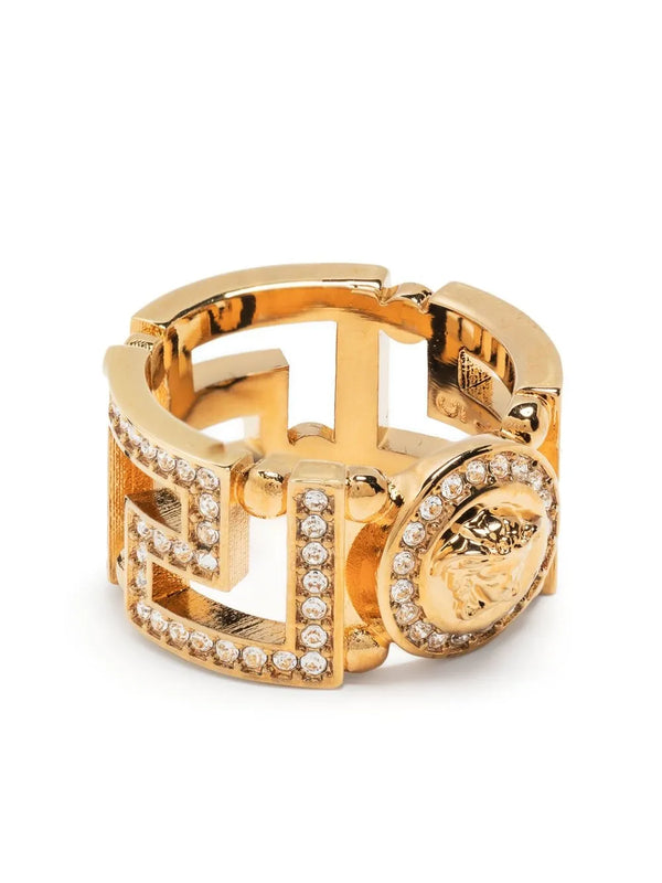 Versace Medusa Greca crystal-embellished ring