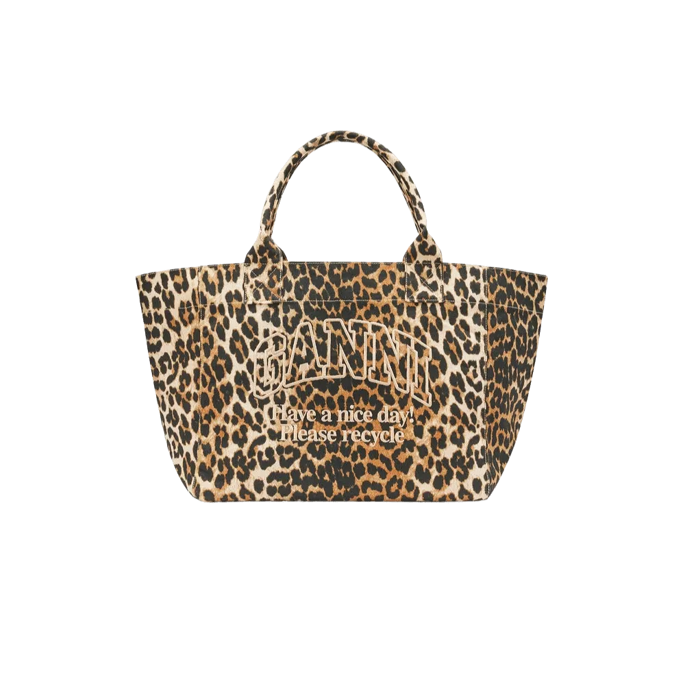 Ganni Leopard Medium Tote Bag