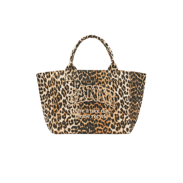 Ganni Leopard Medium Tote Bag