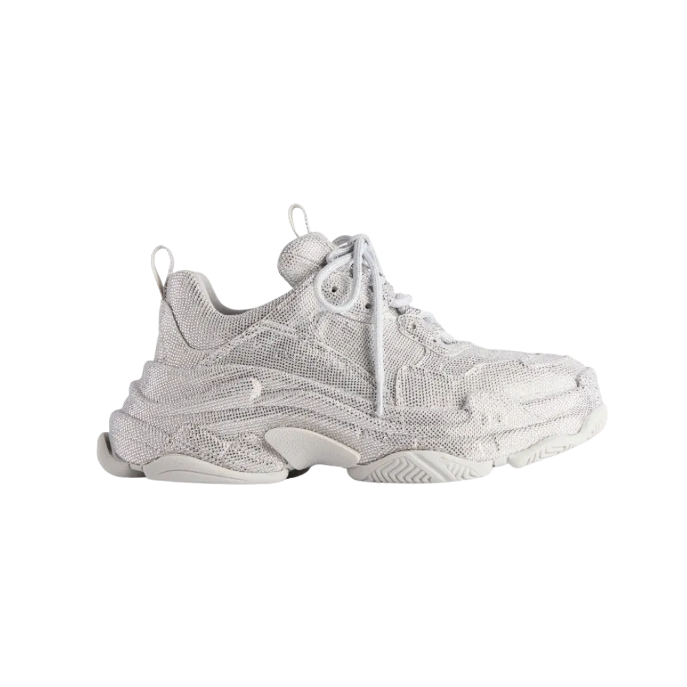 Balenciaga Triple S Sneaker With Rhinestones In Light Grey