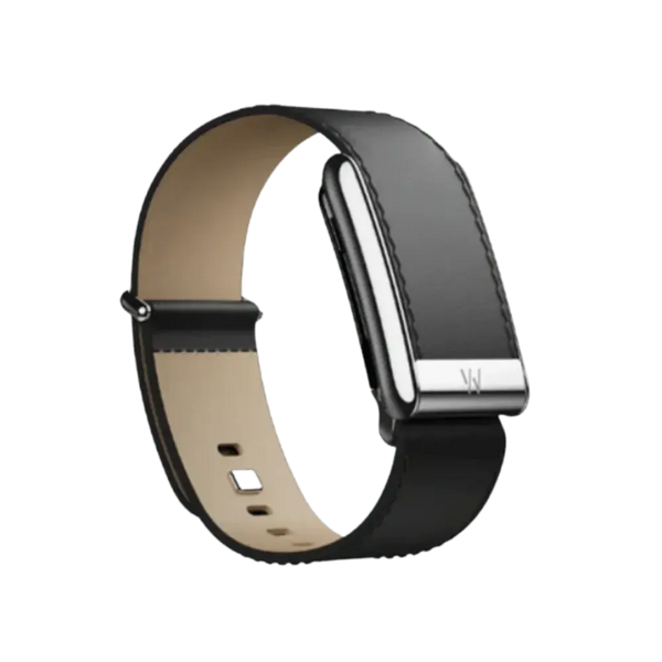 Whoop 5.0 Leatherluxe Straight Black/Cream with Titanium Band (Strap Only)