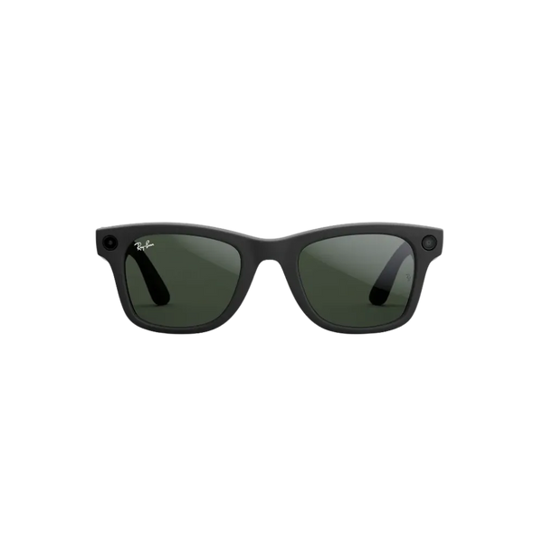 Ray Ban Meta Wayfarer Matte Black Frame Transition Clear/Green Lenses