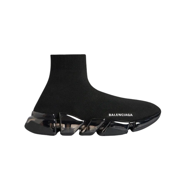 Balenciaga Speed 2.0 Full Clear Sole Recycled Knit Sneaker In Black