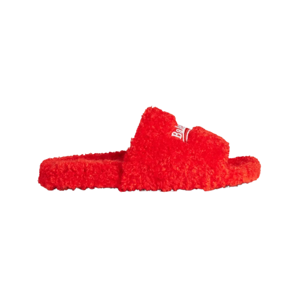 Balenciaga Furry Open Mule In Pop Orange