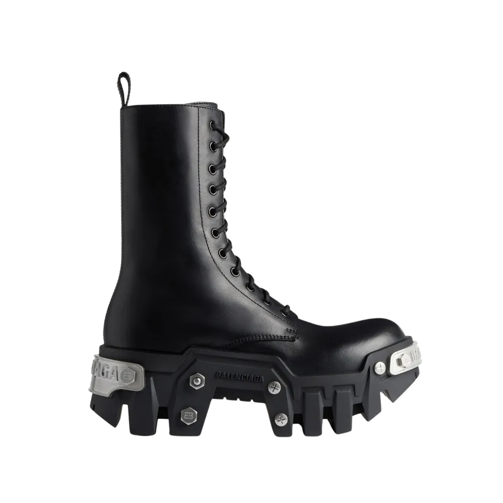 Balenciaga Bulldozer Lace-Up Boot In Black