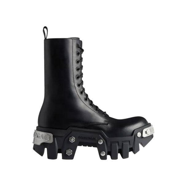 Balenciaga Bulldozer Lace-Up Boot In Black