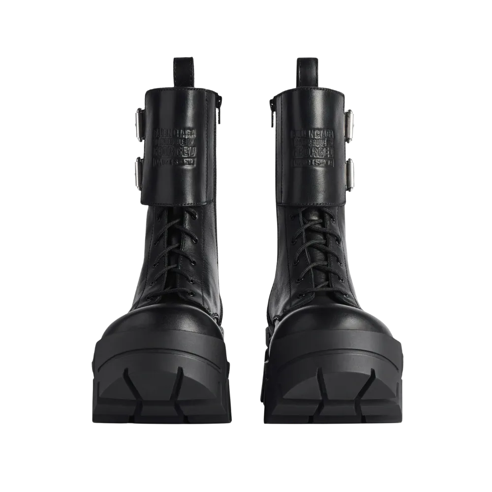 Balenciaga Bulldozer Combat Lace-up Boot In Black