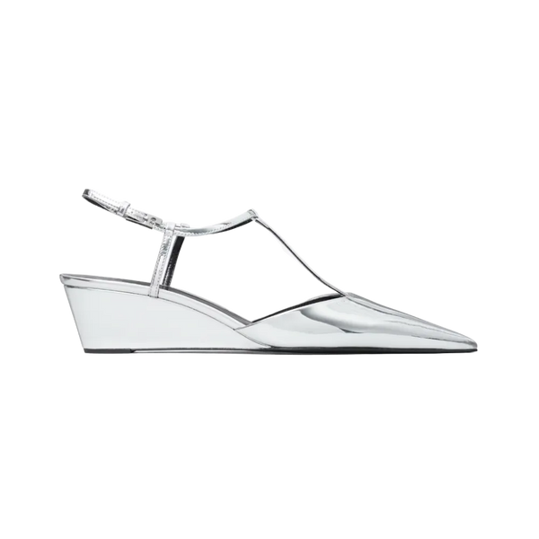 Tory Burch Gigi T-Strap Wedge Platinum