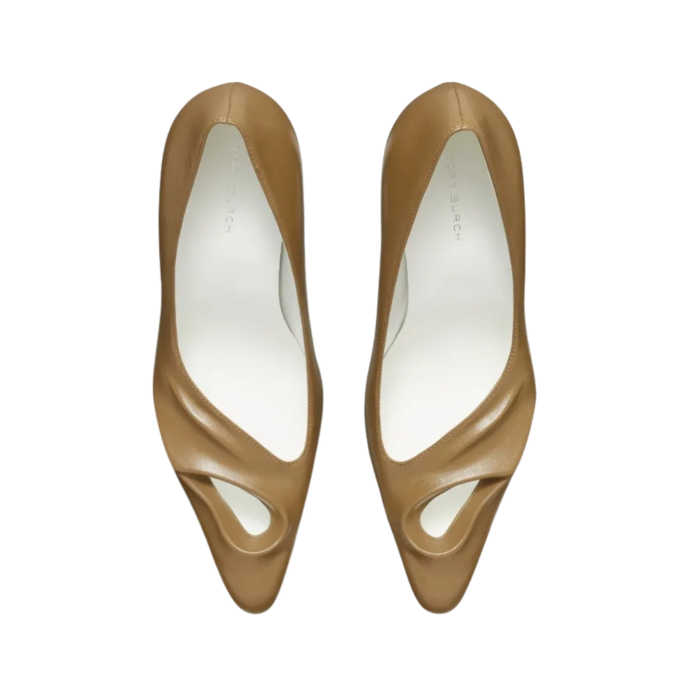 Tory Burch Sculpted Peep-Toe Pump Soft Acorn