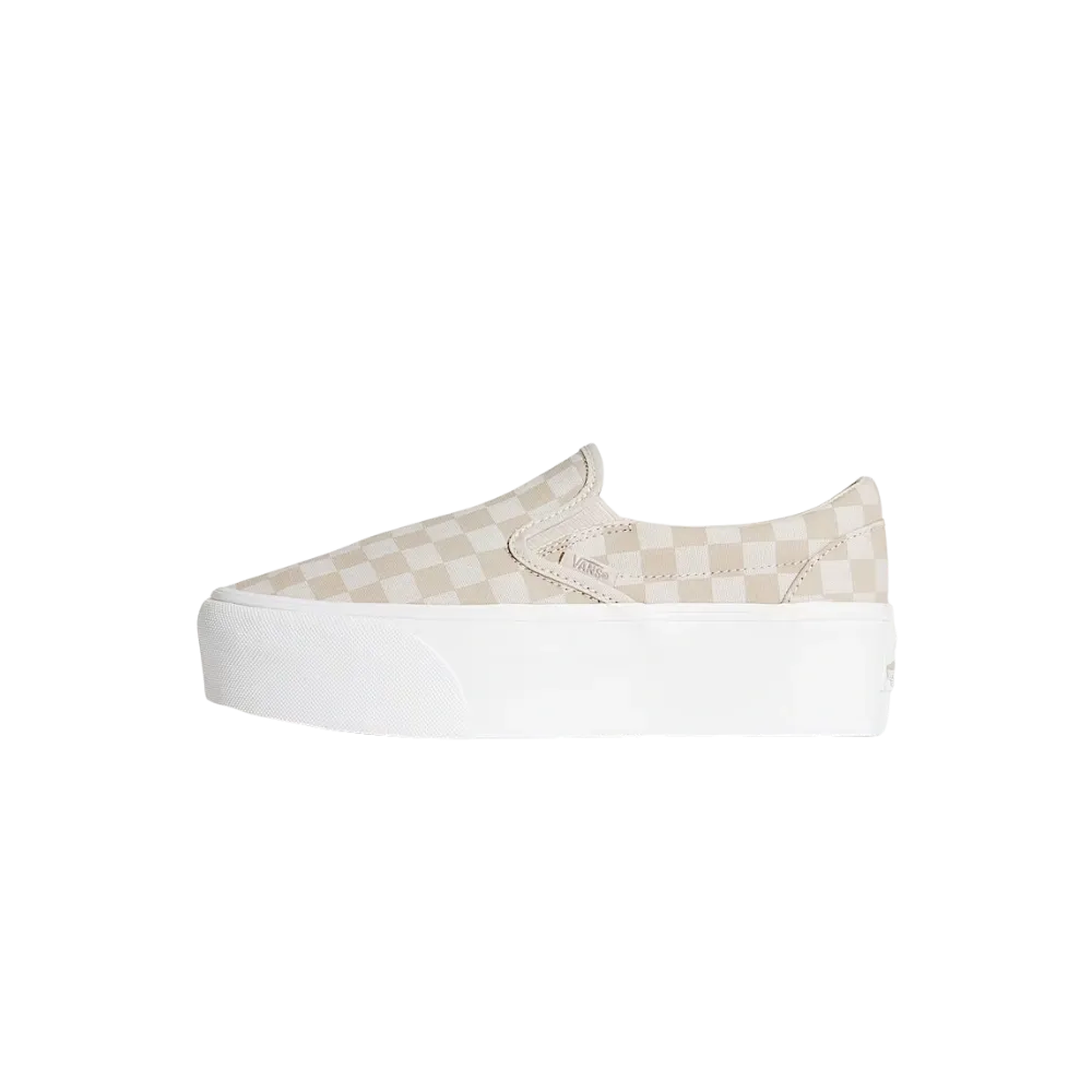 Vans Classic Slip-On Checkerboard Platform Shoe Checkerboard Mushroom Brown