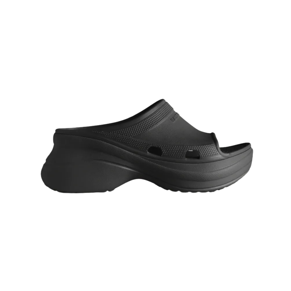 Balenciaga Pool Crocs Slide Sandal In Black