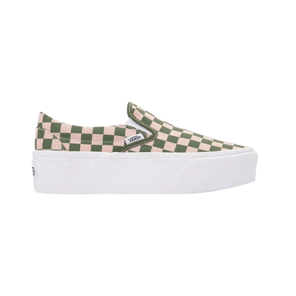 Vans Classic Slip-On Checkerboard Platform Shoe Pine Forest Green